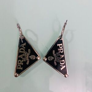 Prada logo triangle earrings